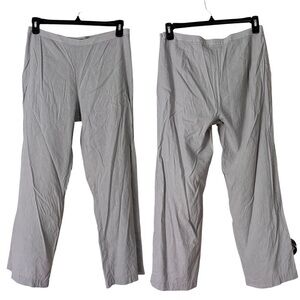 Eileen Fisher Gray Linen Viscose Side Zip Flat Front Wide Leg Pants Size 12